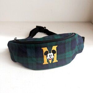 Vintage Black watch Plaid Canvas Mickey Mouse Belt Bag